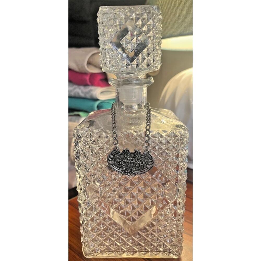 Vintage 1960s I.W. Harper Diamond Point Clear Cut Scotch Rye Liquor Decanter